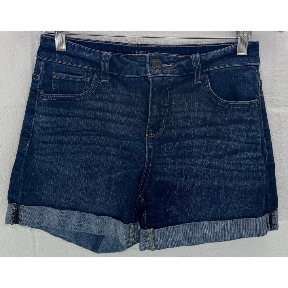 Dark Wash Mid-Rise Cuffed Shorts Time and Tru Size 6